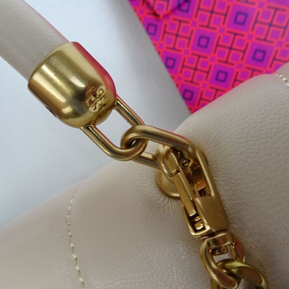 TORY BURCH Kira Leather Bag Crossbody Top Handle Satchel BRIE Purse NWT $648 - Picture 11 of 12